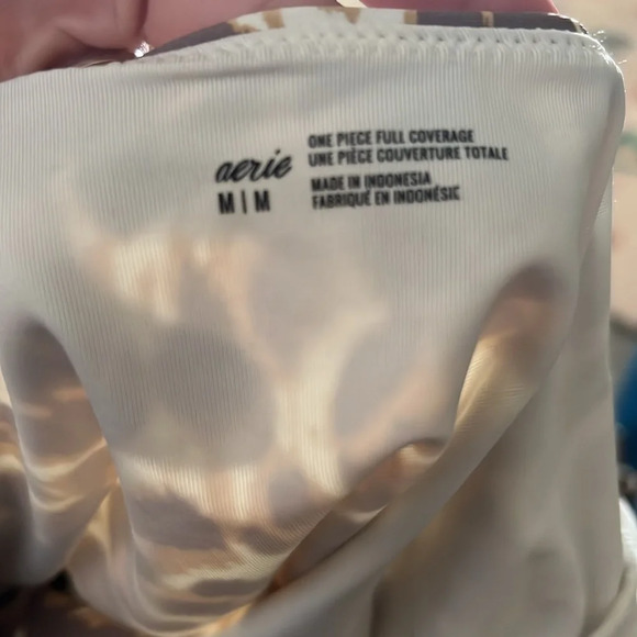 Aerie Animal Print Wrap One Piece Bikini Tan Brown Cheetah Leopard M Medium - Picture 3 of 6